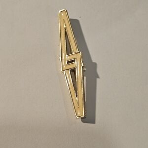 Vintage Art Deco Monet Enamel Bar Brooch Gold Tone Modernist Geometric Signed